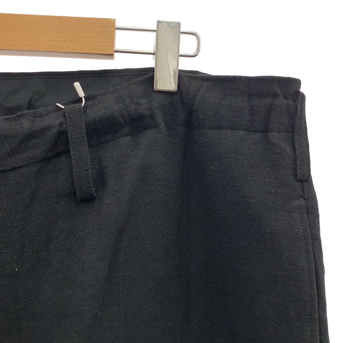 [狀況極佳] YOHJI YAMAMOTO POUR HOMME | 2024SS | Z-Deco 寬褲 | 亞麻與人造絲不對稱抽繩寬褲 | 尺寸 2 | 黑色 | 男款