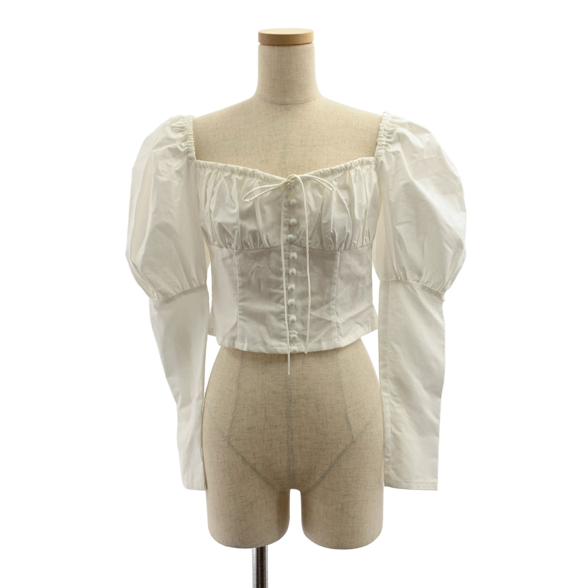 [狀況極佳] MALION 復古 | 泡泡袖襯衫，棉質 | F 碼 | 白色 | 女款