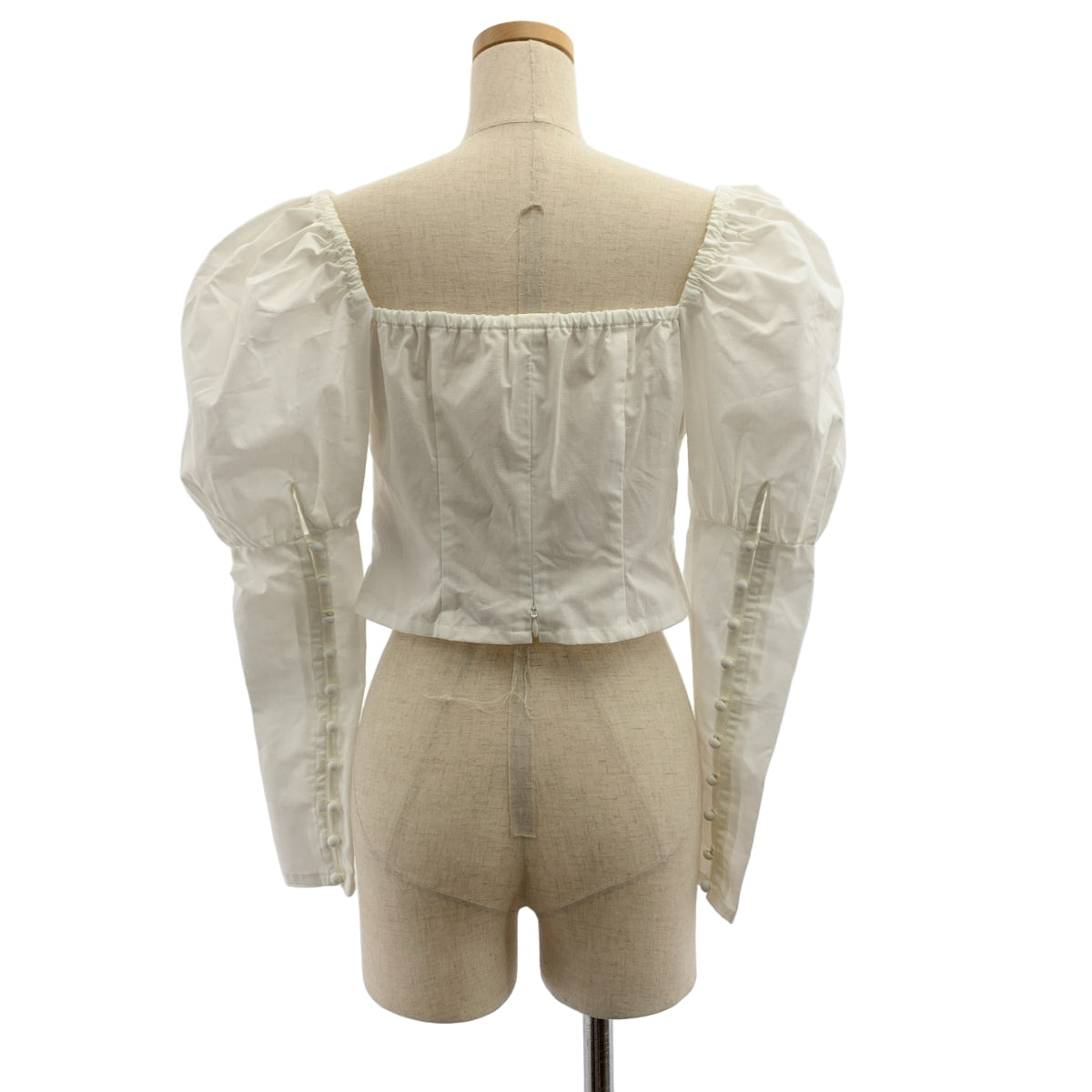 [狀況極佳] MALION 復古 | 泡泡袖襯衫，棉質 | F 碼 | 白色 | 女款