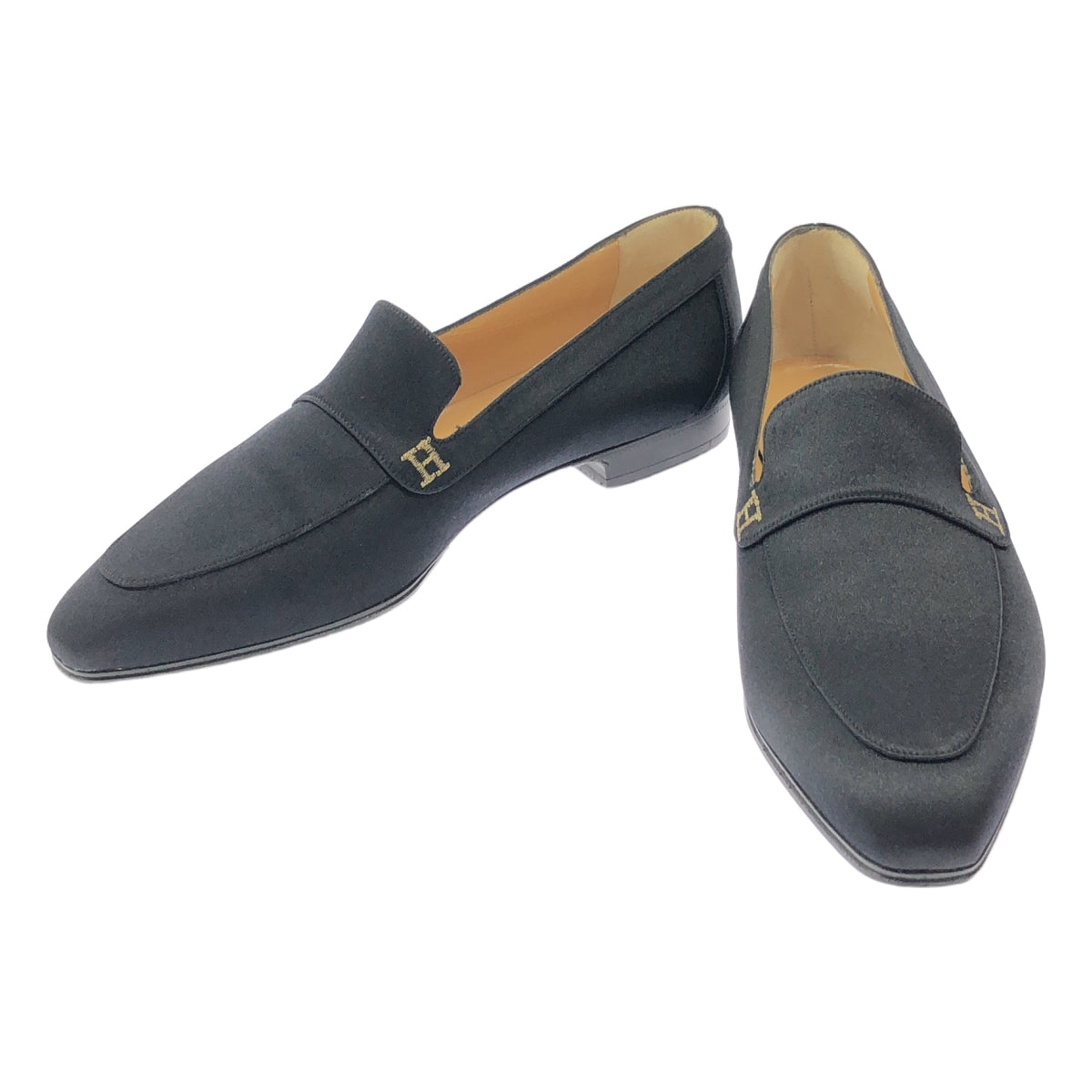 [新品] 愛馬仕 |刺繡標誌平底鞋 | 36 1/2 |黑色 |女性的