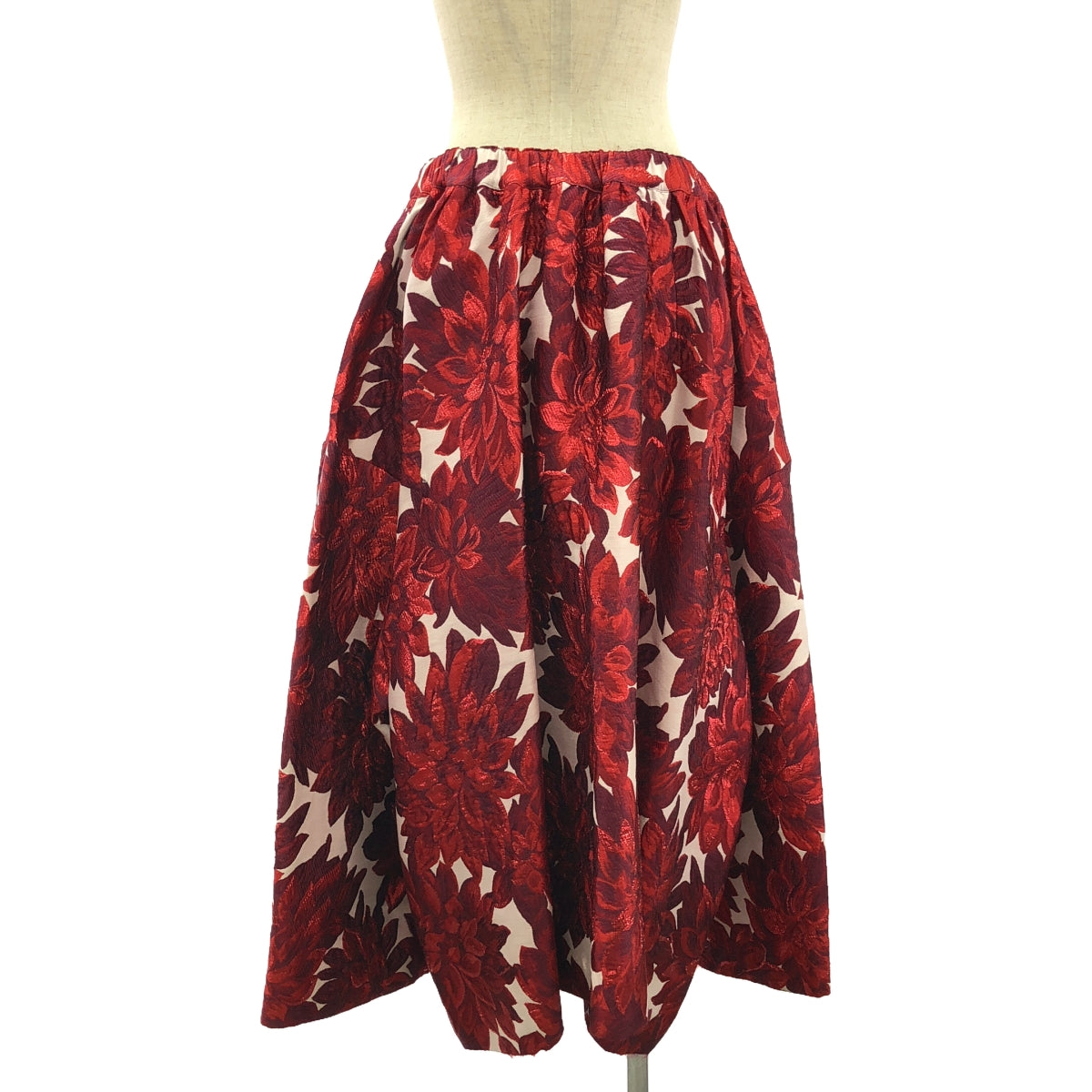 COMME des GARCONS | 2020SS | Acetate Jacquard Drawstring Voluminous Skirt | S | Red | Women's