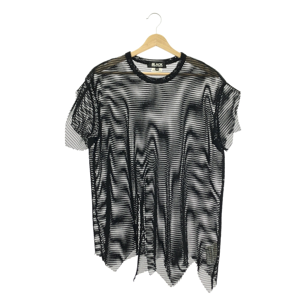 BLACK COMME des GARCONS / 블랙 콤 데 갤슨 | 2023SS | 폴리 에스테르 변형 메쉬 크루 넥 T 셔츠 컷소우 | S | 남성