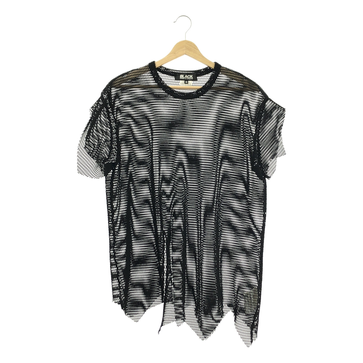 BLACK COMME des GARCONS / 블랙 콤 데 갤슨 | 2023SS | 폴리 에스테르 변형 메쉬 크루 넥 T 셔츠 컷소우 | S | 남성