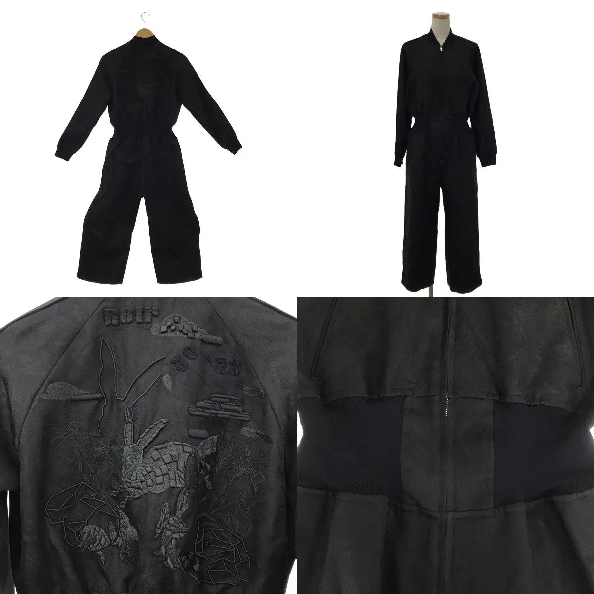 【美品】  noir kei ninomiya / ノワールケイニノミヤ | 2023SS | バックエンブロイダリー ジャガード ジャンプスーツ | XS | ブラック | レディース