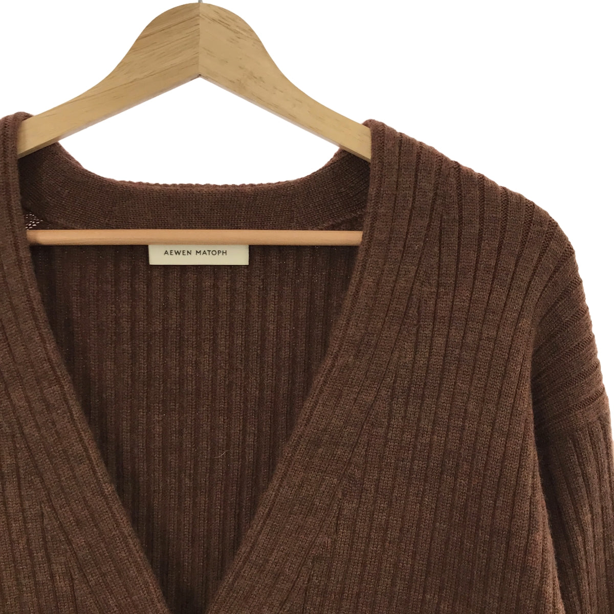 [狀況良好] AEWEN MATOPH | 2023秋冬 |羊毛混紡 Aze 寬袖 V 領開襟衫 | F |布朗 |女性的