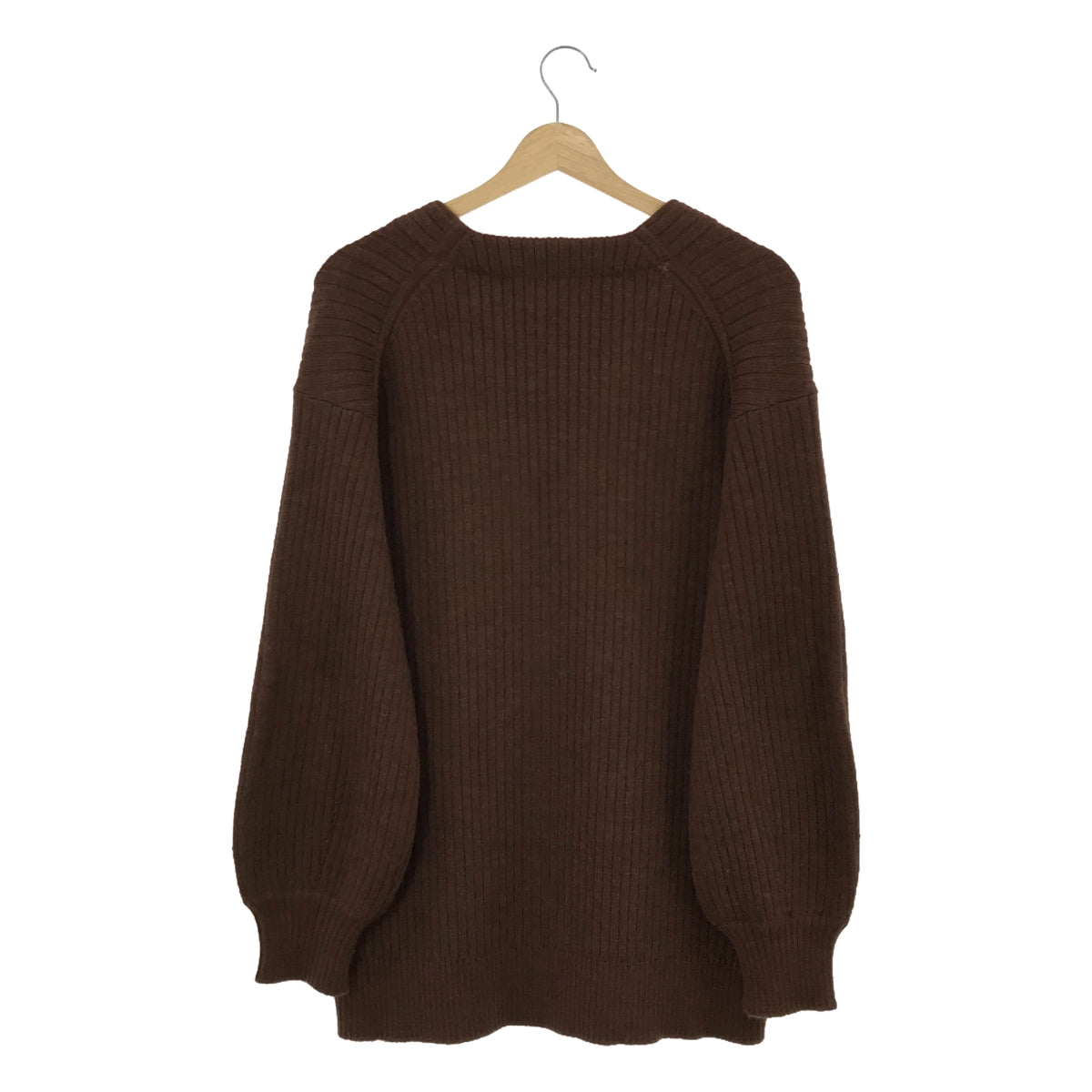 [狀況良好] AEWEN MATOPH | 2023秋冬 |羊毛混紡 Aze 寬袖 V 領開襟衫 | F |布朗 |女性的