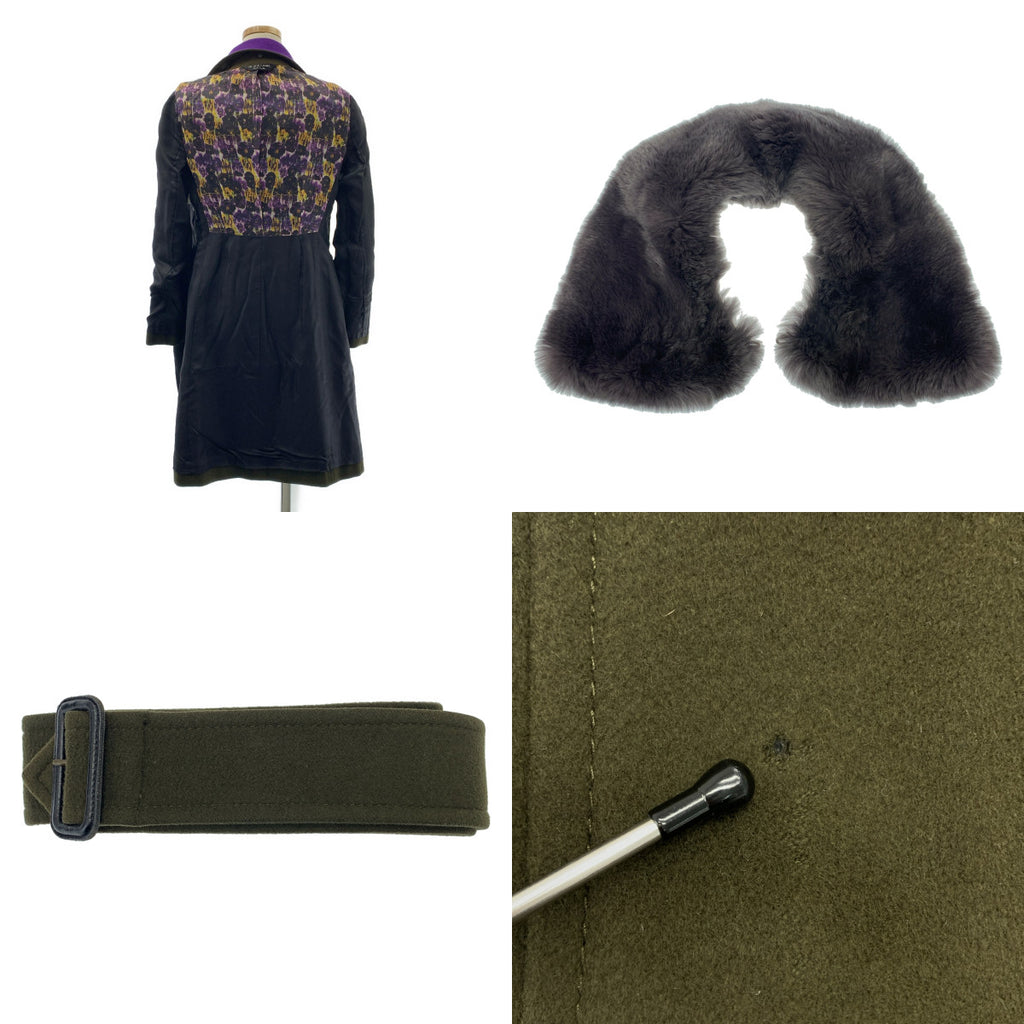 Paul Smith | BLACK LABEL 羊毛雙排扣大衣，搭配可拆式毛領 | 尺寸 38 | 橄欖綠 | 女款