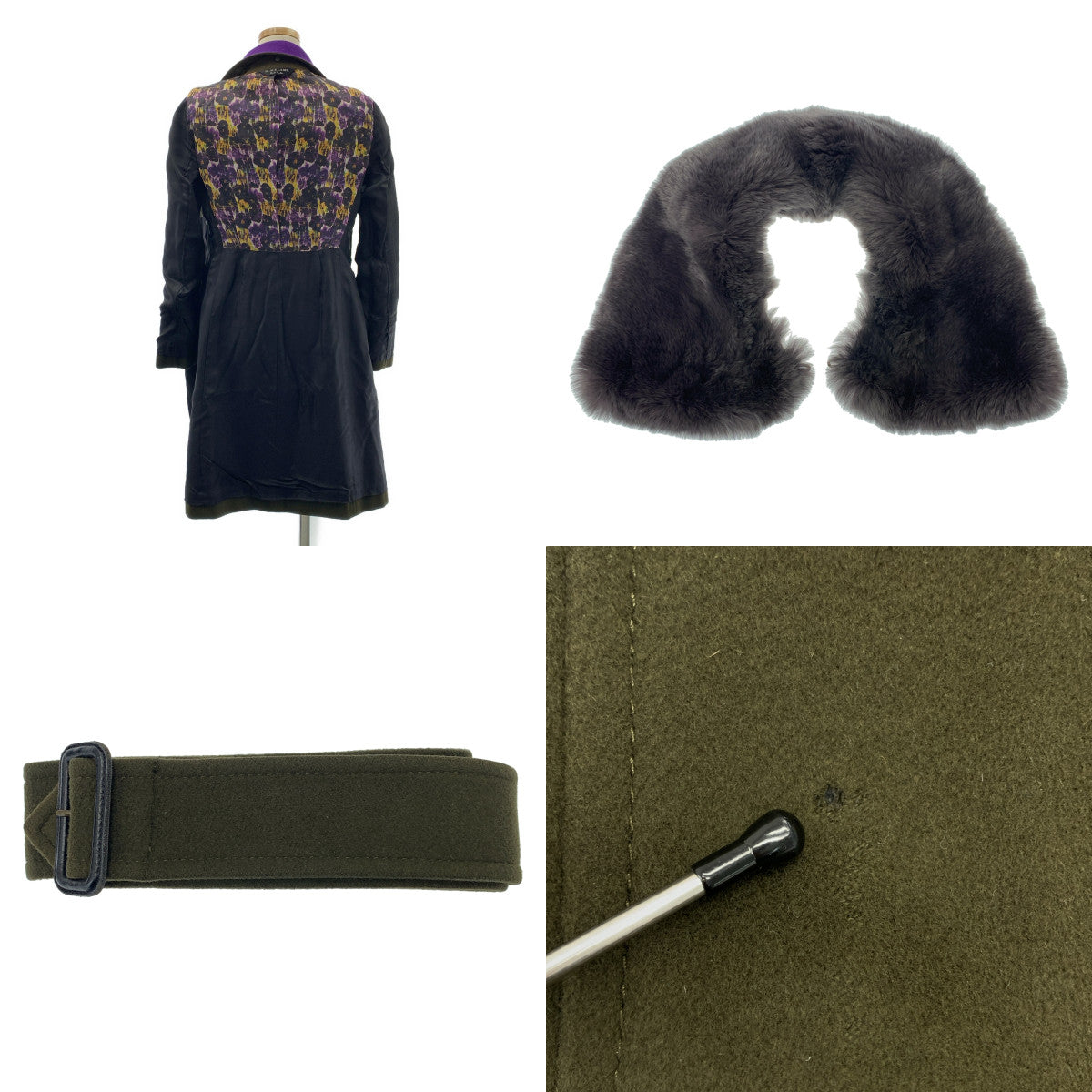 Paul Smith | BLACK LABEL 羊毛雙排扣大衣，搭配可拆式毛領 | 尺寸 38 | 橄欖綠 | 女款