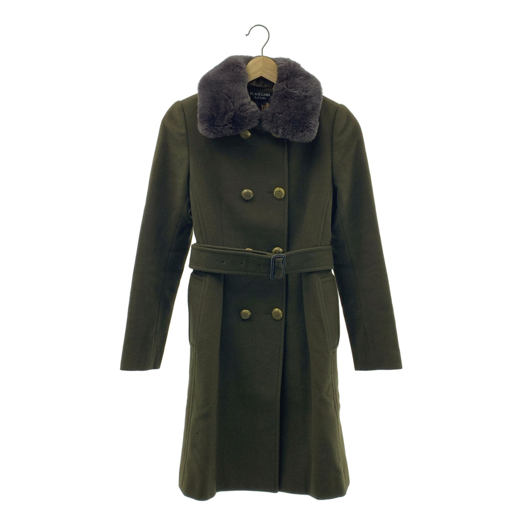 Paul Smith | BLACK LABEL 羊毛雙排扣大衣，搭配可拆式毛領 | 尺寸 38 | 橄欖綠 | 女款