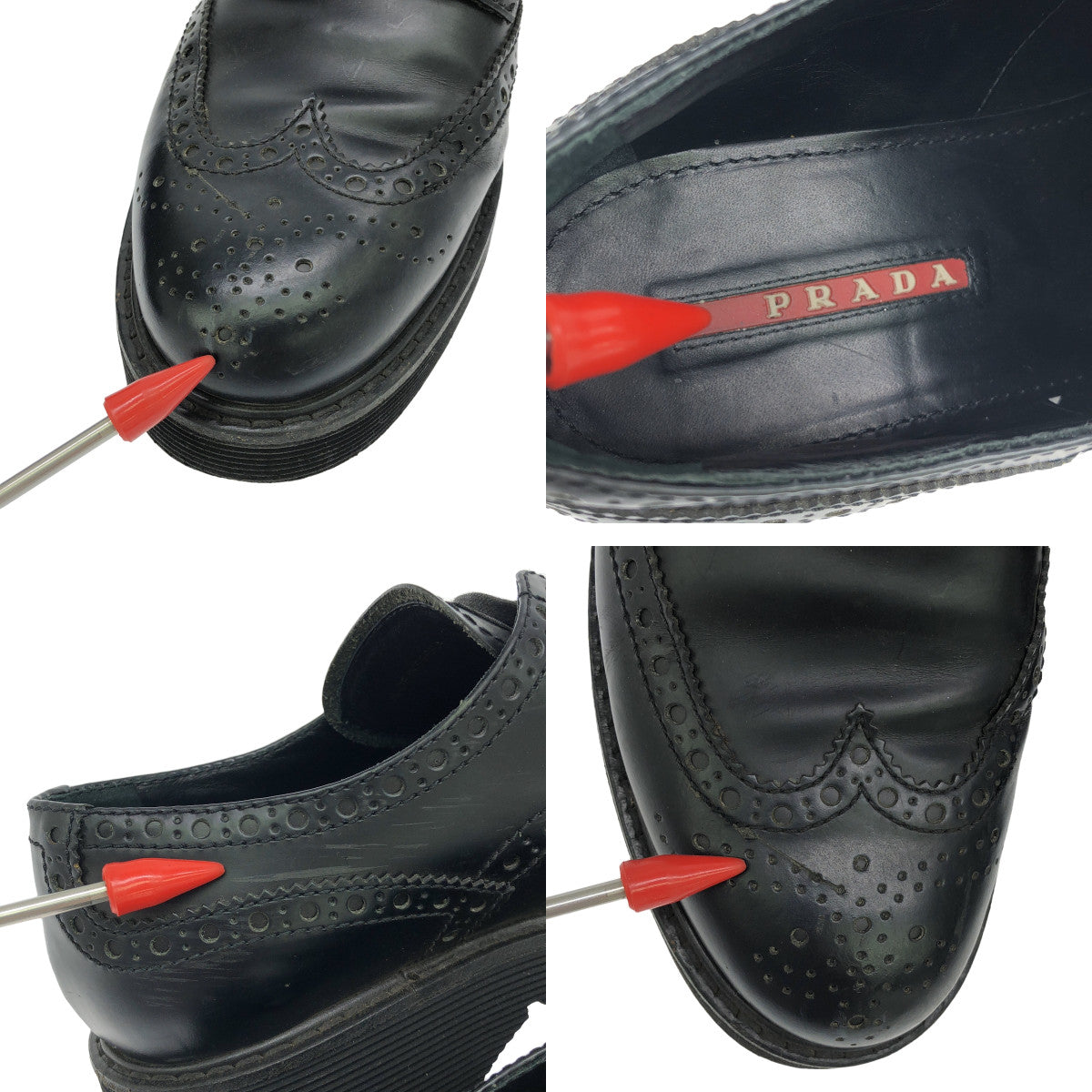 PRADA / プラダ | ウィングチップ ドレスシューズ | 38 1/2 | ブラック | レディース