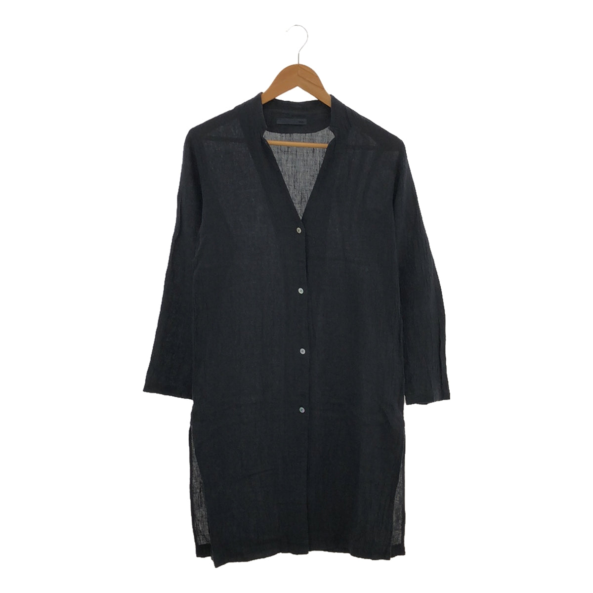 evam eva / Evam Eva | crape linen robe botanical dye crepe linen robe long shirt | 1 | black | women's