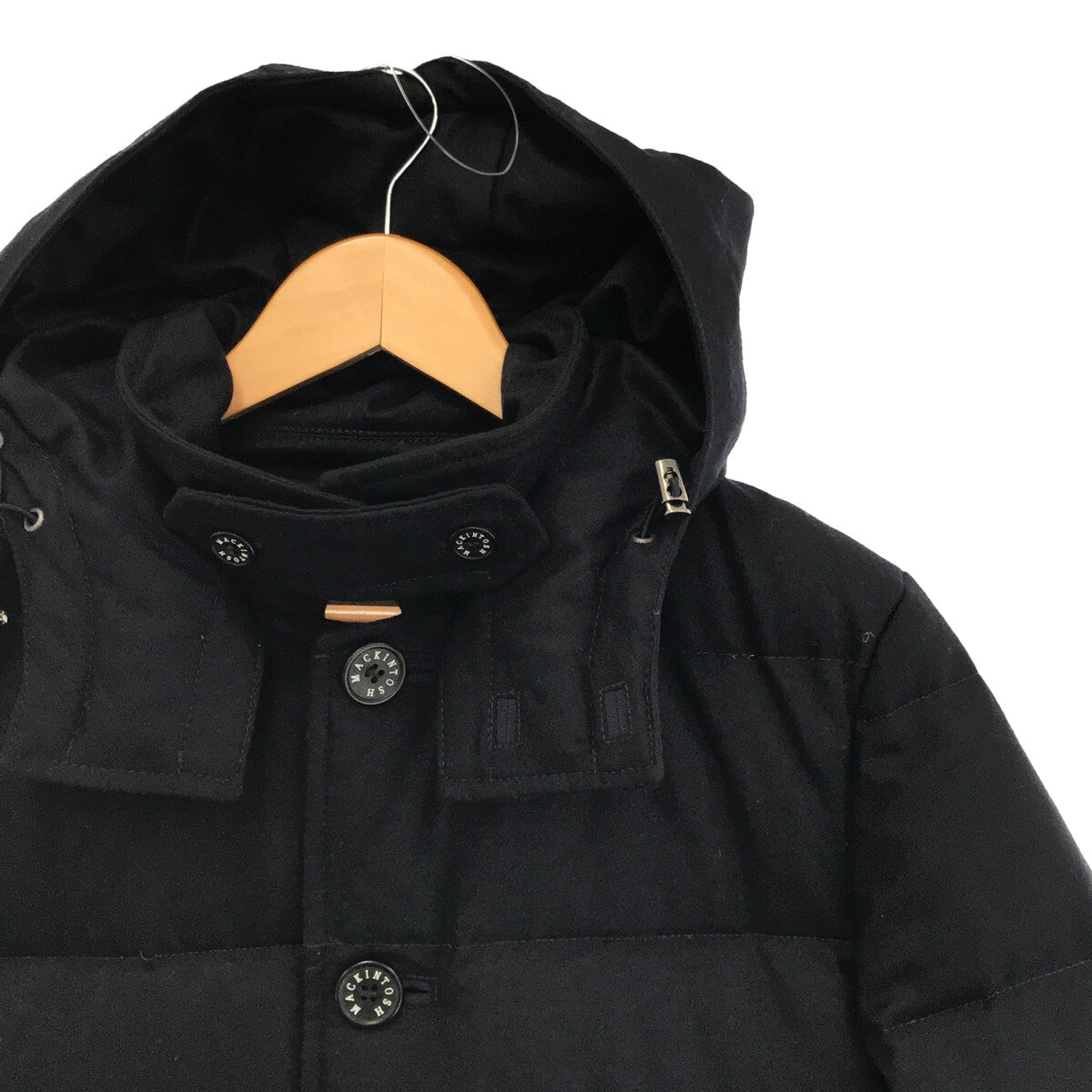 MACKINTOSH / マッキントッシュ | Loro Piana ロロピアーナ社 ウール フード付き ダウンジャケット | 36 | ネイビー | レディース