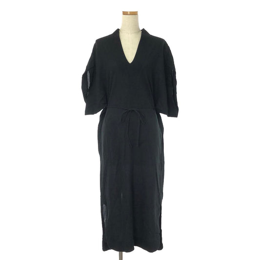 Mame Kurogouchi | 2022SS | Crepe Deep V-Neck Dress | 1 | Black | Women's