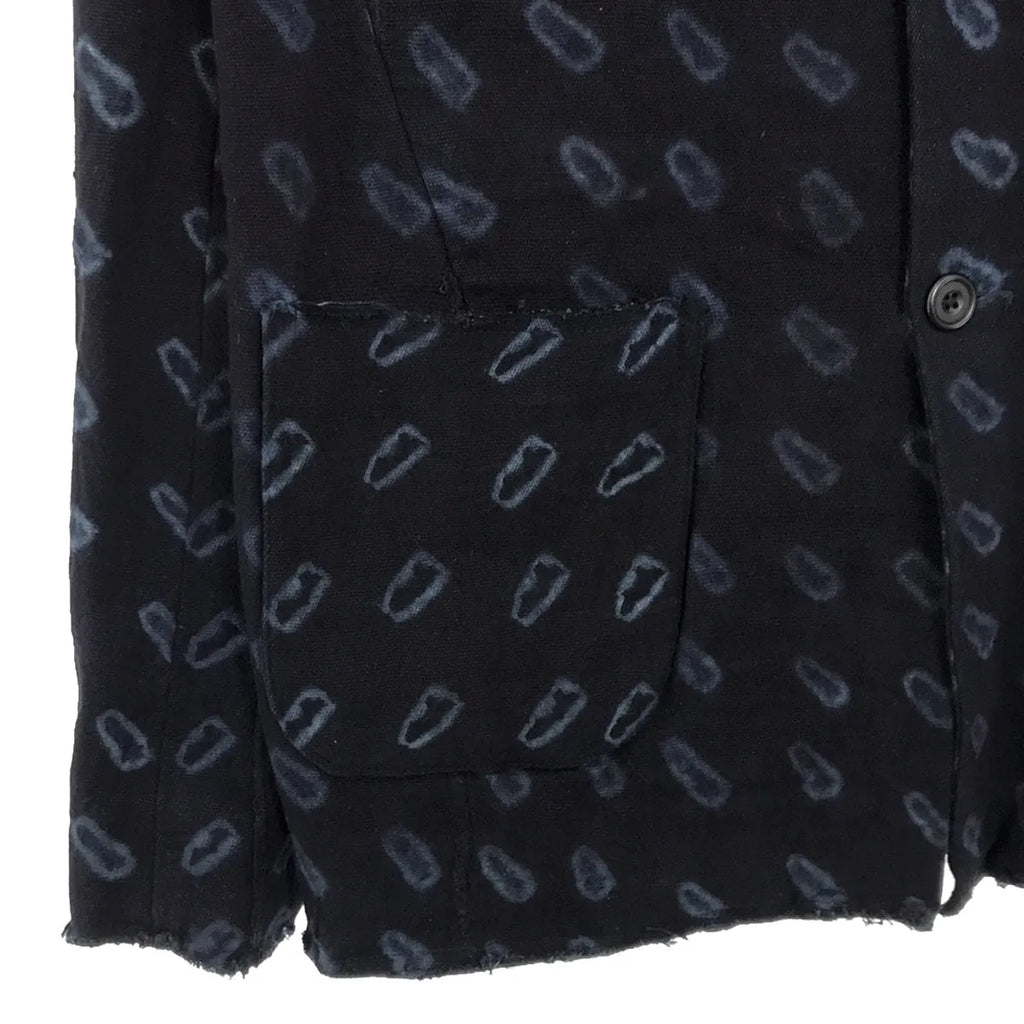 【新品】  OLUBIYI THOMAS / オルヴィトーマス | 2023SS | collarless work jacket 総柄プリント カラーレス ワークジャケット | 2 | インディゴ | メンズ