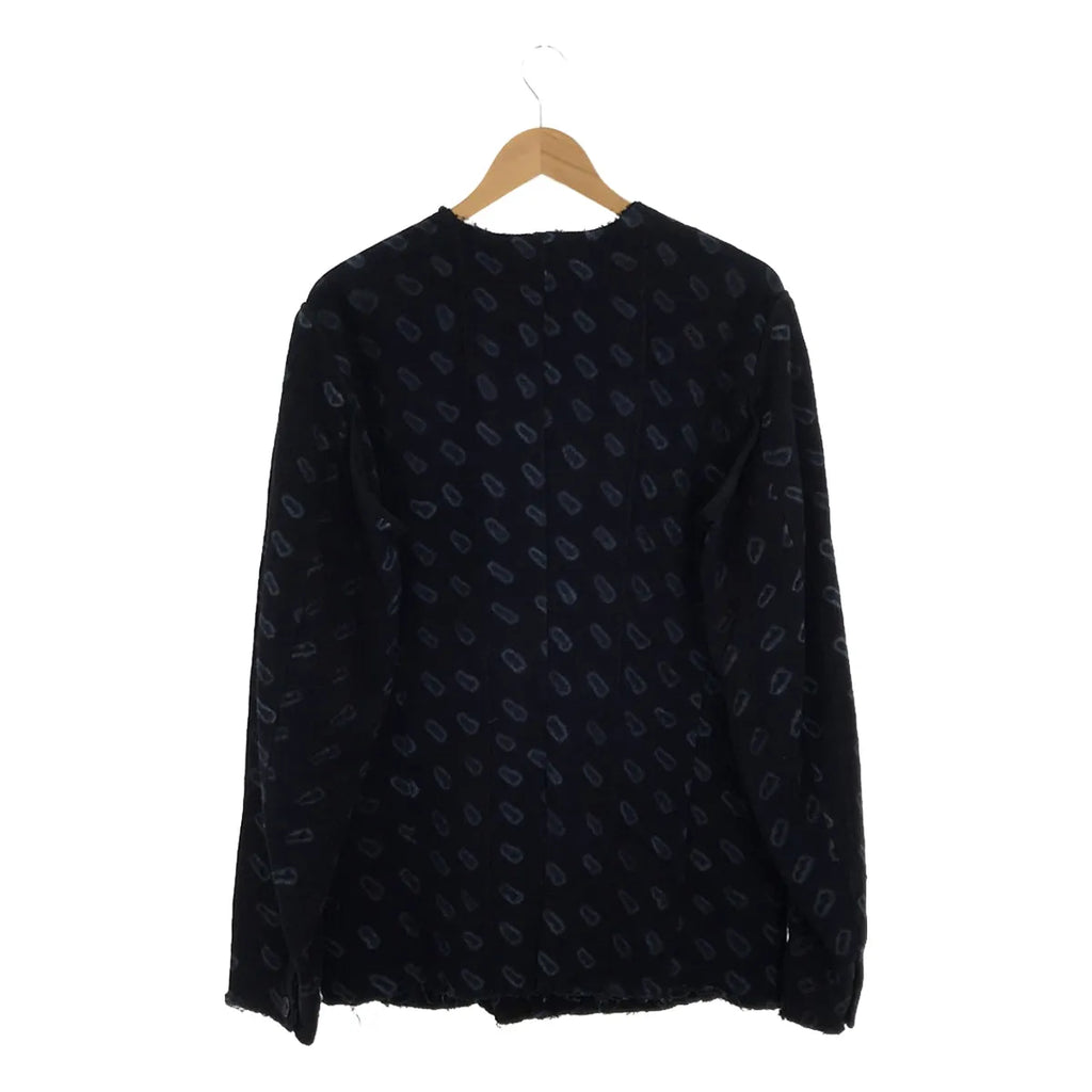 【新品】  OLUBIYI THOMAS / オルヴィトーマス | 2023SS | collarless work jacket 総柄プリント カラーレス ワークジャケット | 2 | インディゴ | メンズ