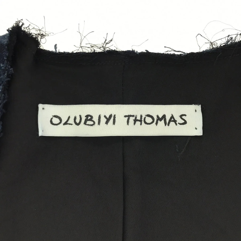 【新品】  OLUBIYI THOMAS / オルヴィトーマス | 2023SS | collarless work jacket 総柄プリント カラーレス ワークジャケット | 2 | インディゴ | メンズ