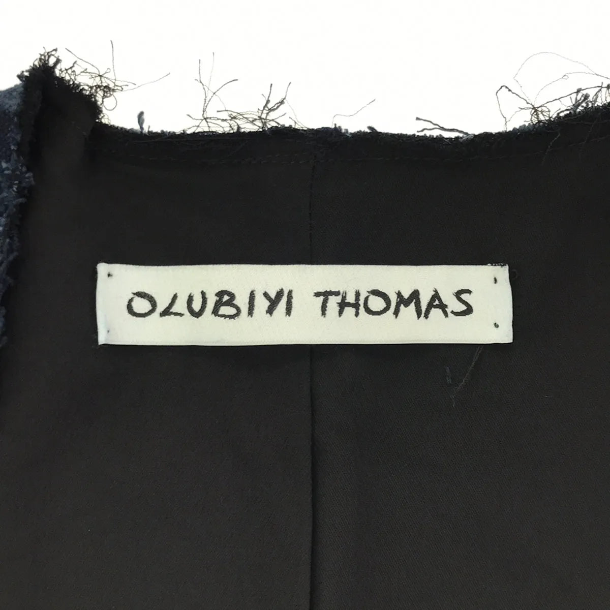 【新品】  OLUBIYI THOMAS / オルヴィトーマス | 2023SS | collarless work jacket 総柄プリント カラーレス ワークジャケット | 2 | インディゴ | メンズ