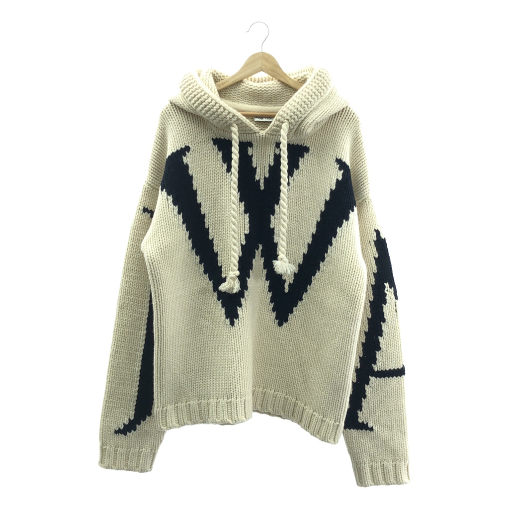 JW Anderson | 2021 秋冬 | JWA 標誌厚實連帽羊毛衫和嵌花針織毛衣 | M 碼 | 男款