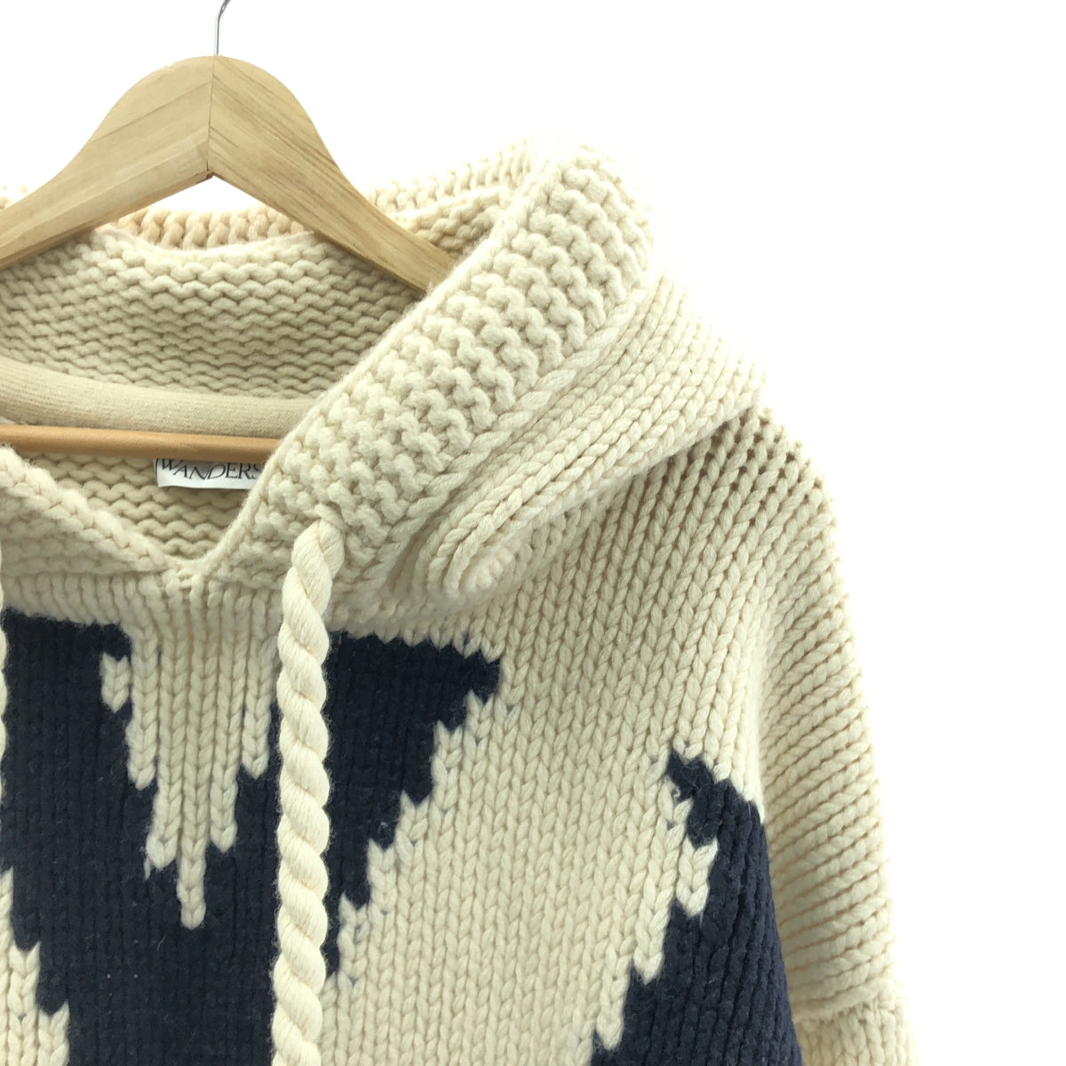 JW Anderson | 2021 秋冬 | JWA 標誌厚實連帽羊毛衫和嵌花針織毛衣 | M 碼 | 男款