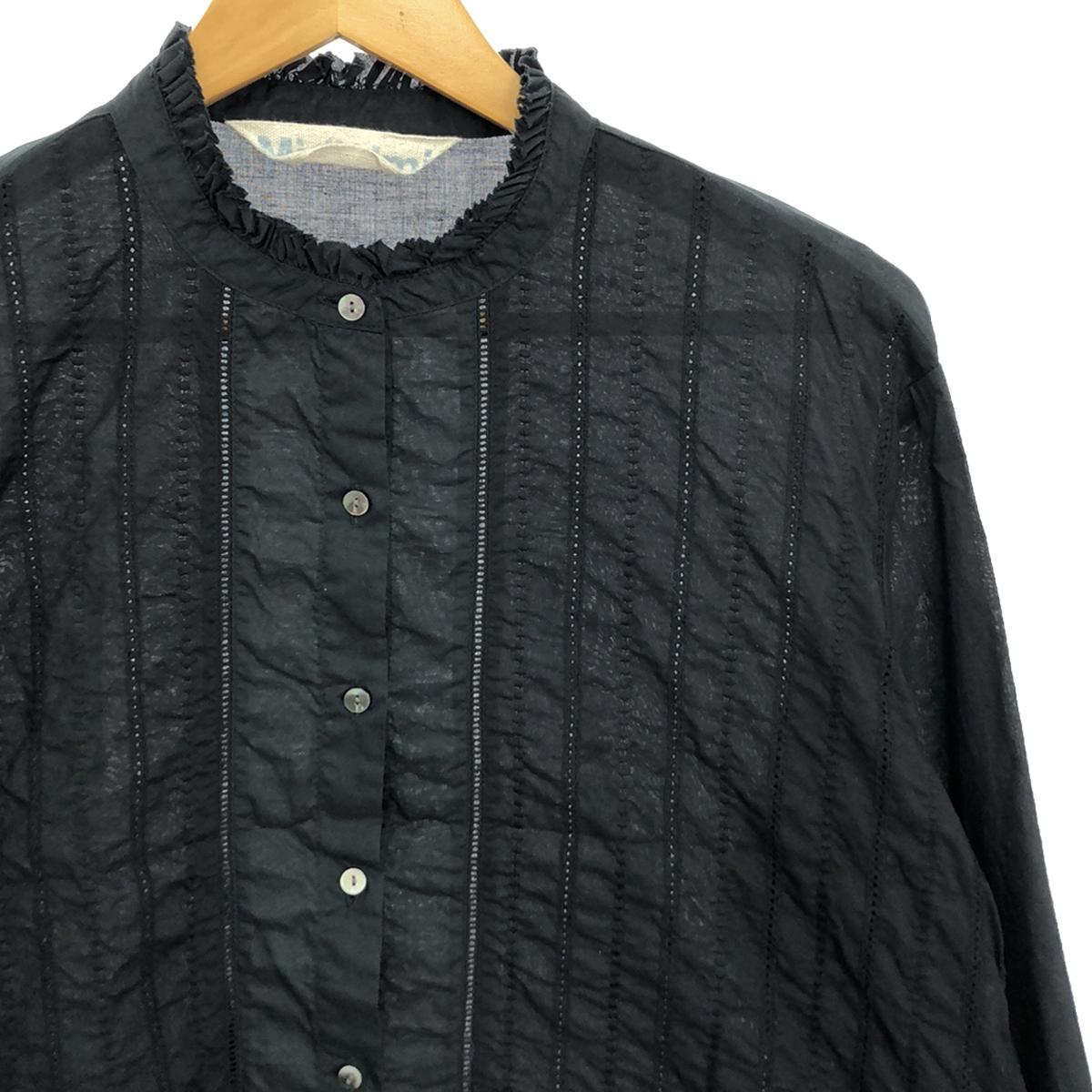 MidiUmi | Cotton lace combination frill shirt | F | Black | Women's