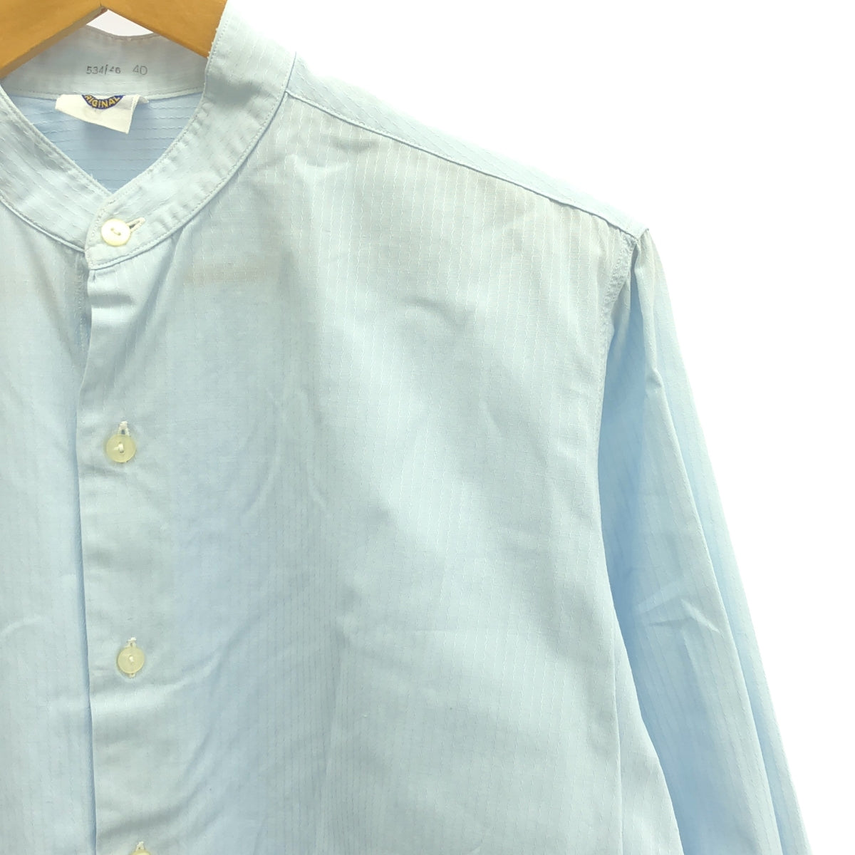 VINTAGE / Vintage clothing | 1960s Vintage WUL ORIGINAL Stand-up collar striped shirt | Size 40 | Light blue | Men's