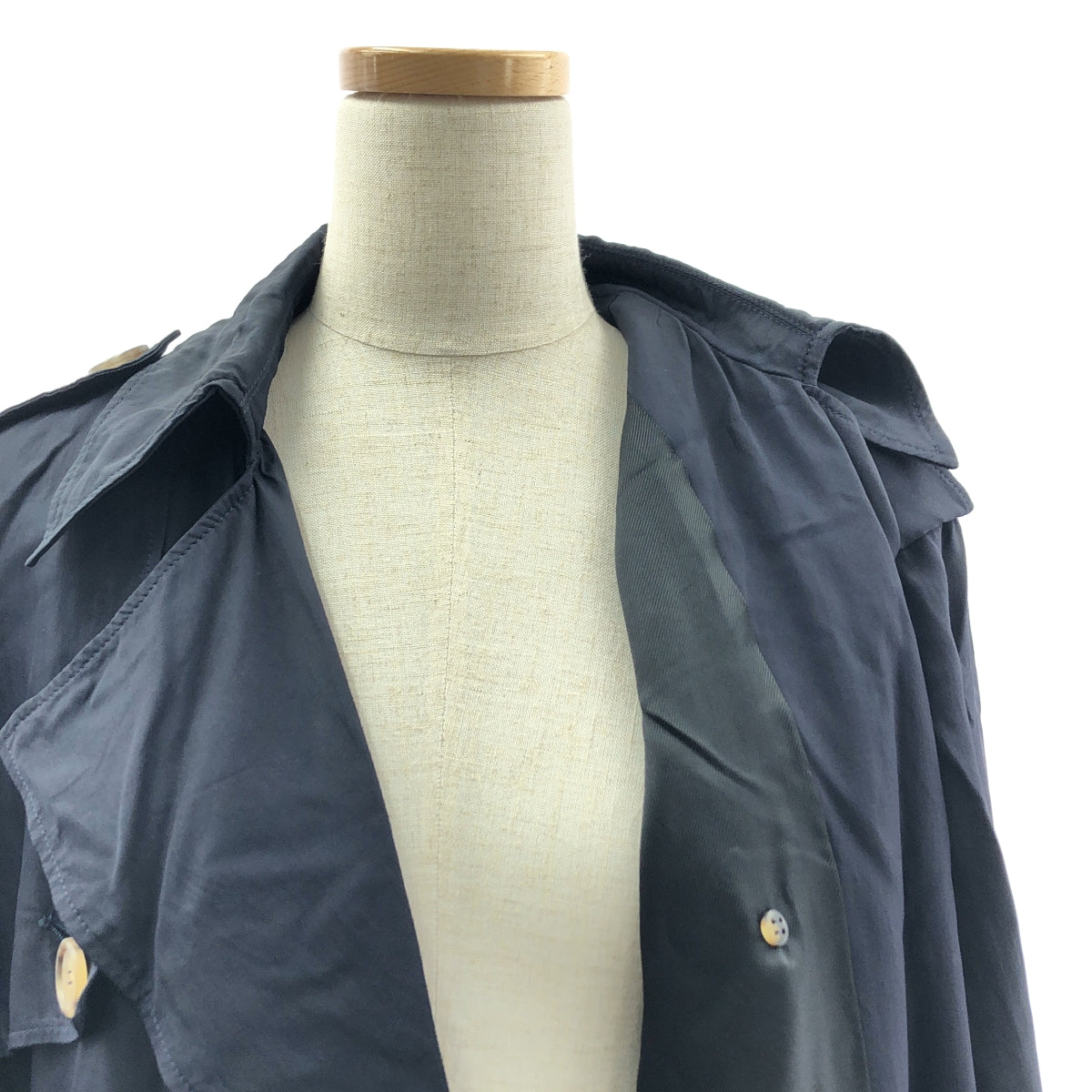CELINE / セリーヌ | by Phoebe Philo フィービー / シルク混 トレンチコート | 34 | ネイビー | レディース