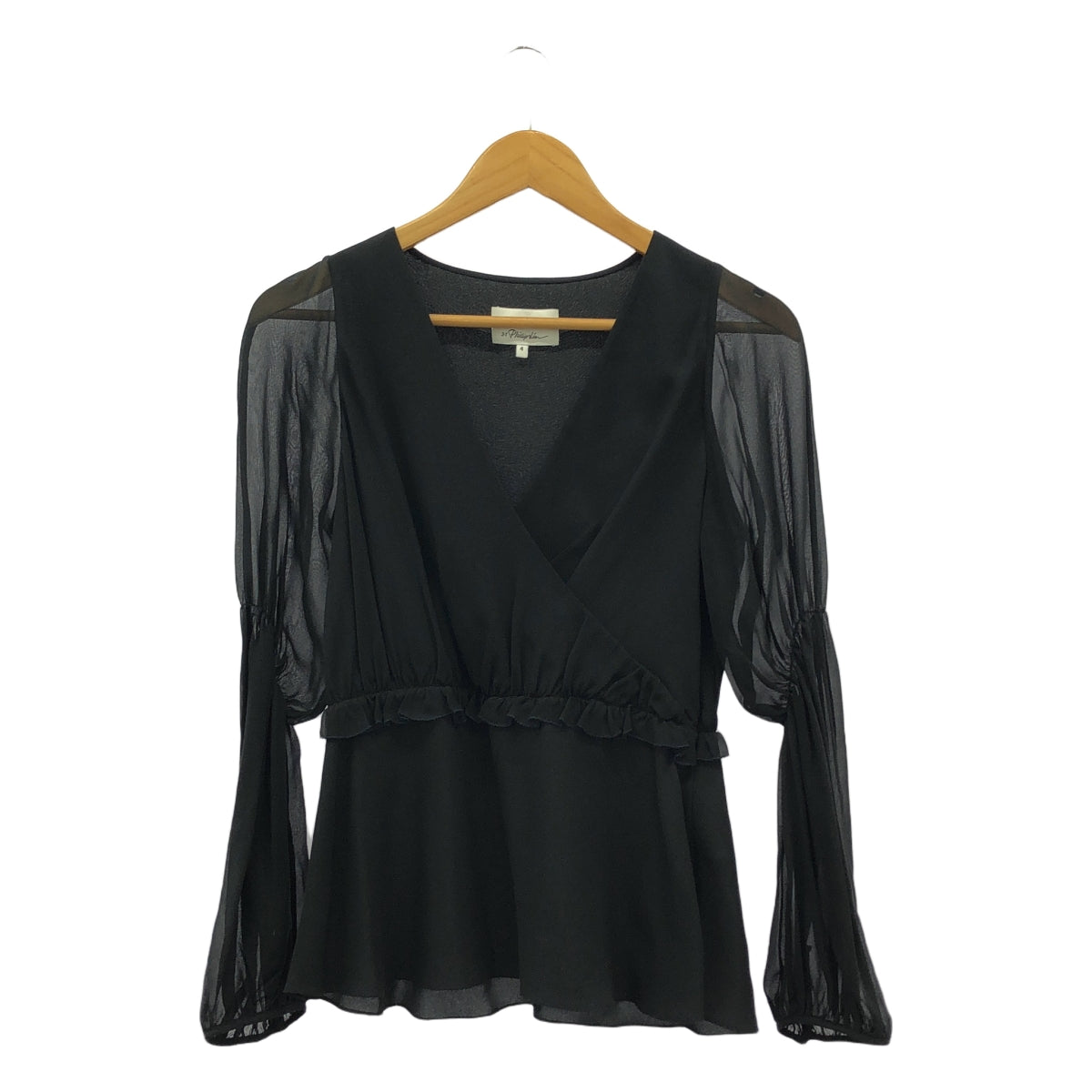3.1 Phillip Lim | 真絲荷葉邊褶皺套頭衫 | 尺寸 4 | 黑色 | 女款