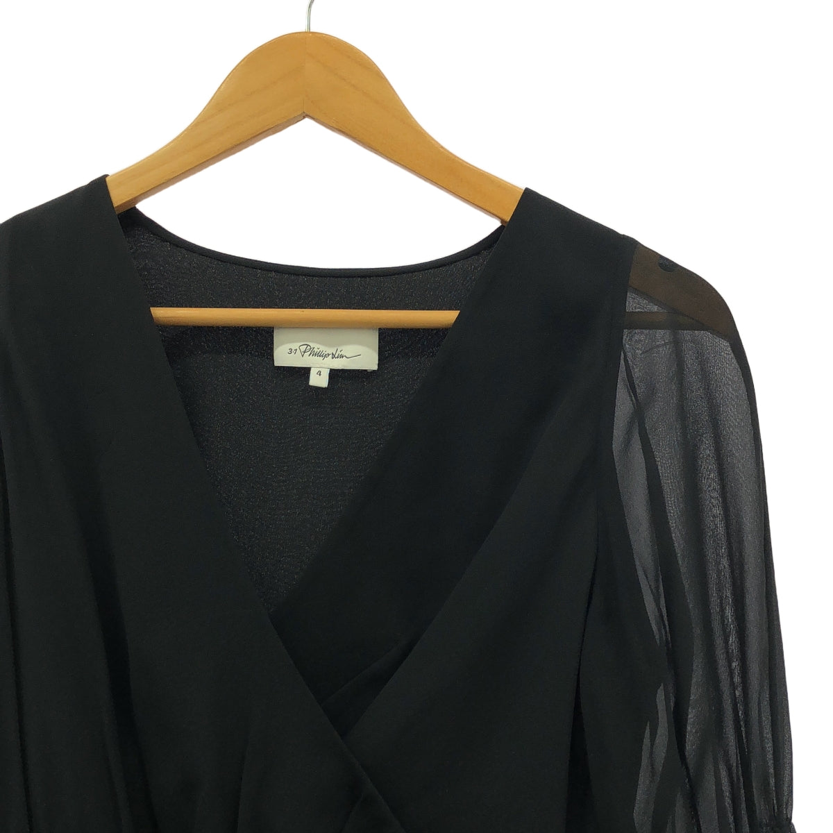 3.1 Phillip Lim | 真絲荷葉邊褶皺套頭衫 | 尺寸 4 | 黑色 | 女款