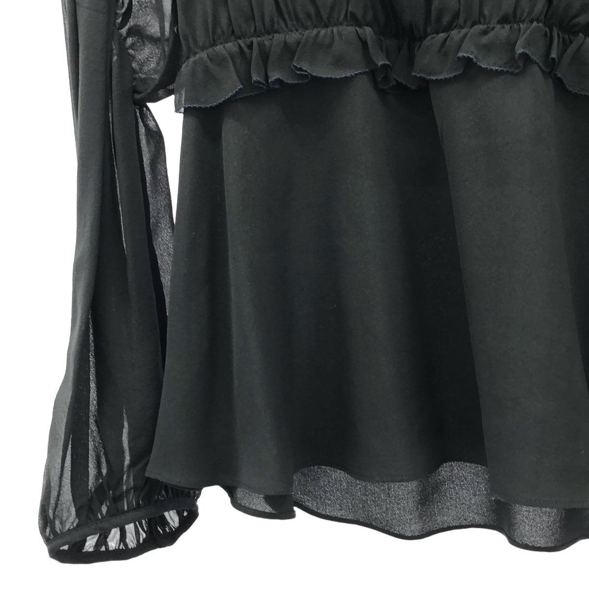 3.1 Phillip Lim | 真絲荷葉邊褶皺套頭衫 | 尺寸 4 | 黑色 | 女款