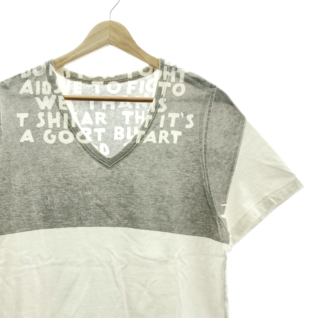 Maison Martin Margiela / メゾンマルタンマルジェラ | 2013SS | Vネック エイズ Tシャツ | S | ホワイト / シルバー | メンズ