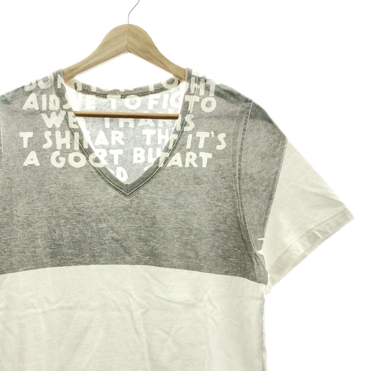 Maison Martin Margiela / メゾンマルタンマルジェラ | 2013SS | Vネック エイズ Tシャツ | S | ホワイト / シルバー | メンズ