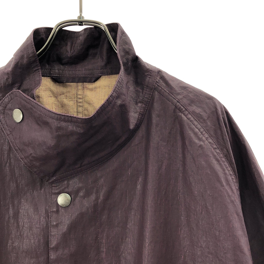 DRIES VAN NOTEN / 드리스 반 노텐 | 2025SS | RANNON 1285 MWCOAT 린넨 코팅 스탠드 컬러 롱 코트 | M | 남성