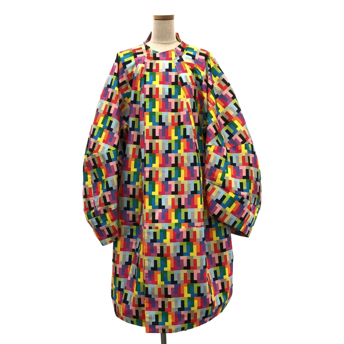 [Good Condition] COMME des GARCONS | 2024SS | Polyester all-over pattern, geometric pattern, cut-off, deformed, three-dimensional overcoat / fully lined | S | Multicolor | Women's