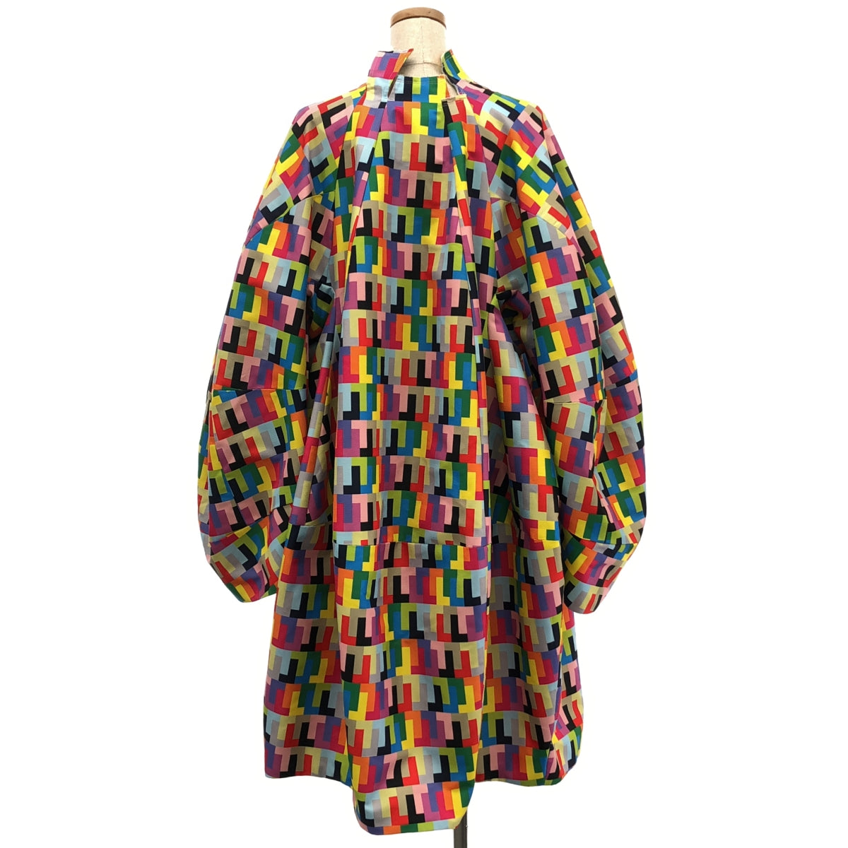 [Good Condition] COMME des GARCONS | 2024SS | Polyester all-over pattern, geometric pattern, cut-off, deformed, three-dimensional overcoat / fully lined | S | Multicolor | Women's