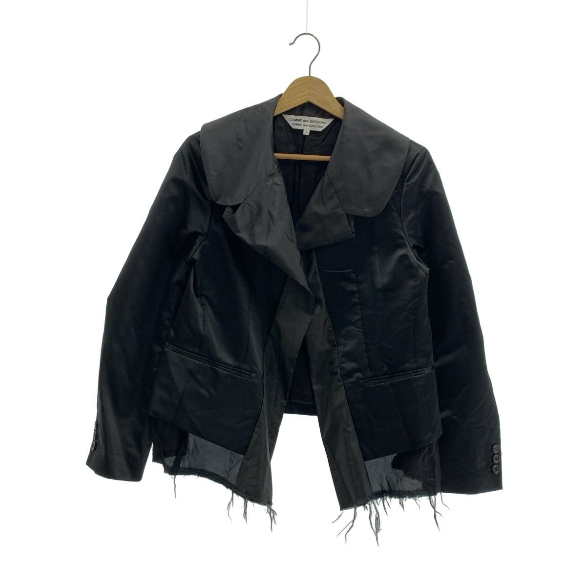 COMME des GARCONS COMME des GARCONS / 콤콤 | 2024AW | 폴리 에스테르 변형 라운드 칼라 컷오프 싱글 브레스트 재킷 | s |