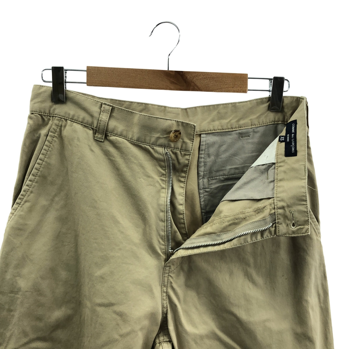 COMME des GARCONS HOMME / 컴데 갤슨 옴므 | AD2019 | 내부 라인 테이프 테이퍼드 치노 바지 | XS | 베이지 | 남성