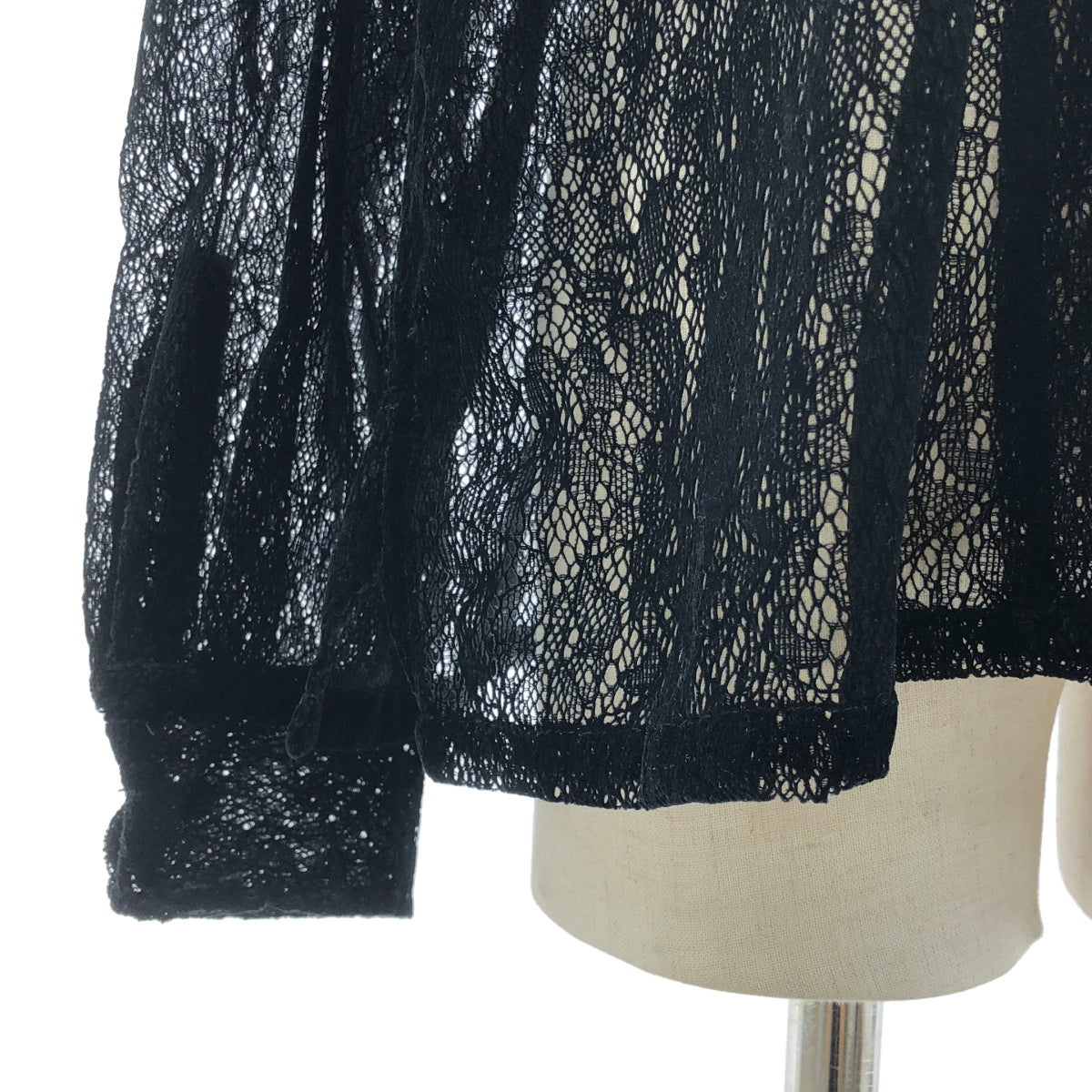 JOHN MASON SMITH / 존 메이슨 스미스 | FLOCKY LACE OPEN COLLAR SHIRT / 오픈 컬러 셔츠 블라우스 | S |