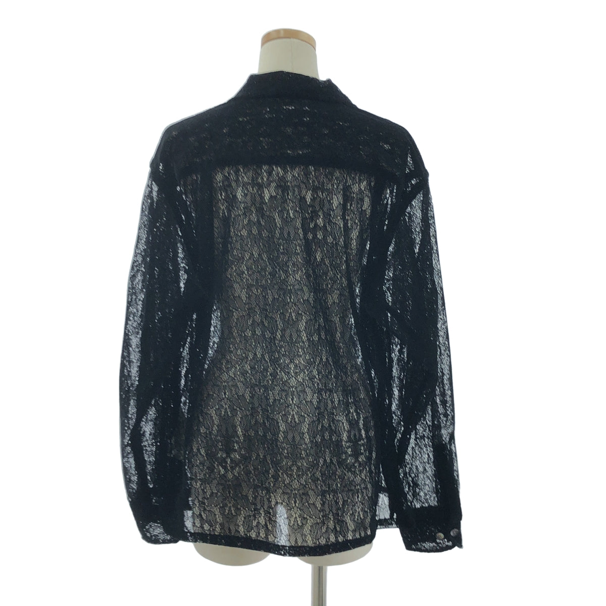 JOHN MASON SMITH / 존 메이슨 스미스 | FLOCKY LACE OPEN COLLAR SHIRT / 오픈 컬러 셔츠 블라우스 | S |