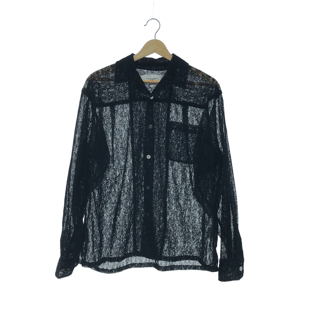 JOHN MASON SMITH / 존 메이슨 스미스 | FLOCKY LACE OPEN COLLAR SHIRT / 오픈 컬러 셔츠 블라우스 | S |