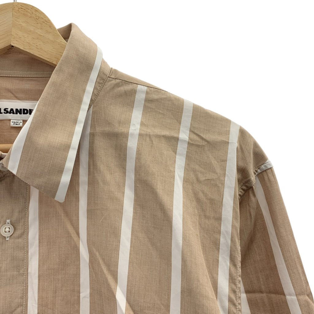 JIL SANDER / 질산더 | 코튼 스트라이프 셔츠 | 42 | 베이지 / 화이트 | 남성