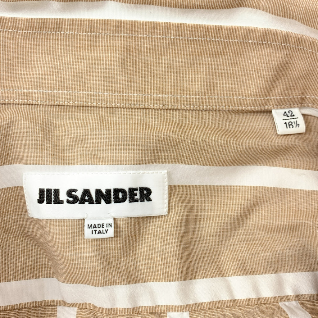 JIL SANDER / 질산더 | 코튼 스트라이프 셔츠 | 42 | 베이지 / 화이트 | 남성