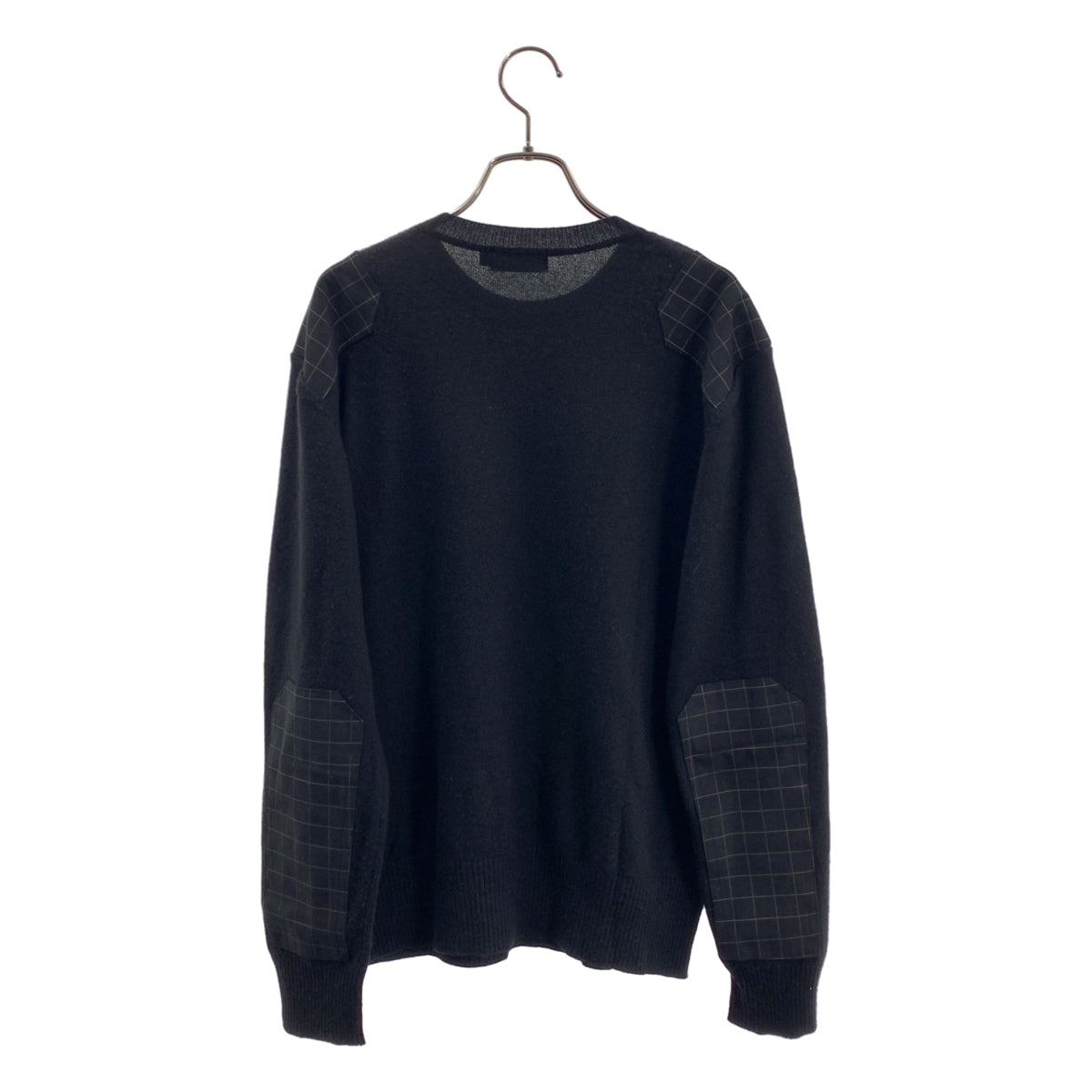 AFFA / エーエフエフエー | スパイダー チェック 切替 シルク混 カシミア ニット | L | メンズ