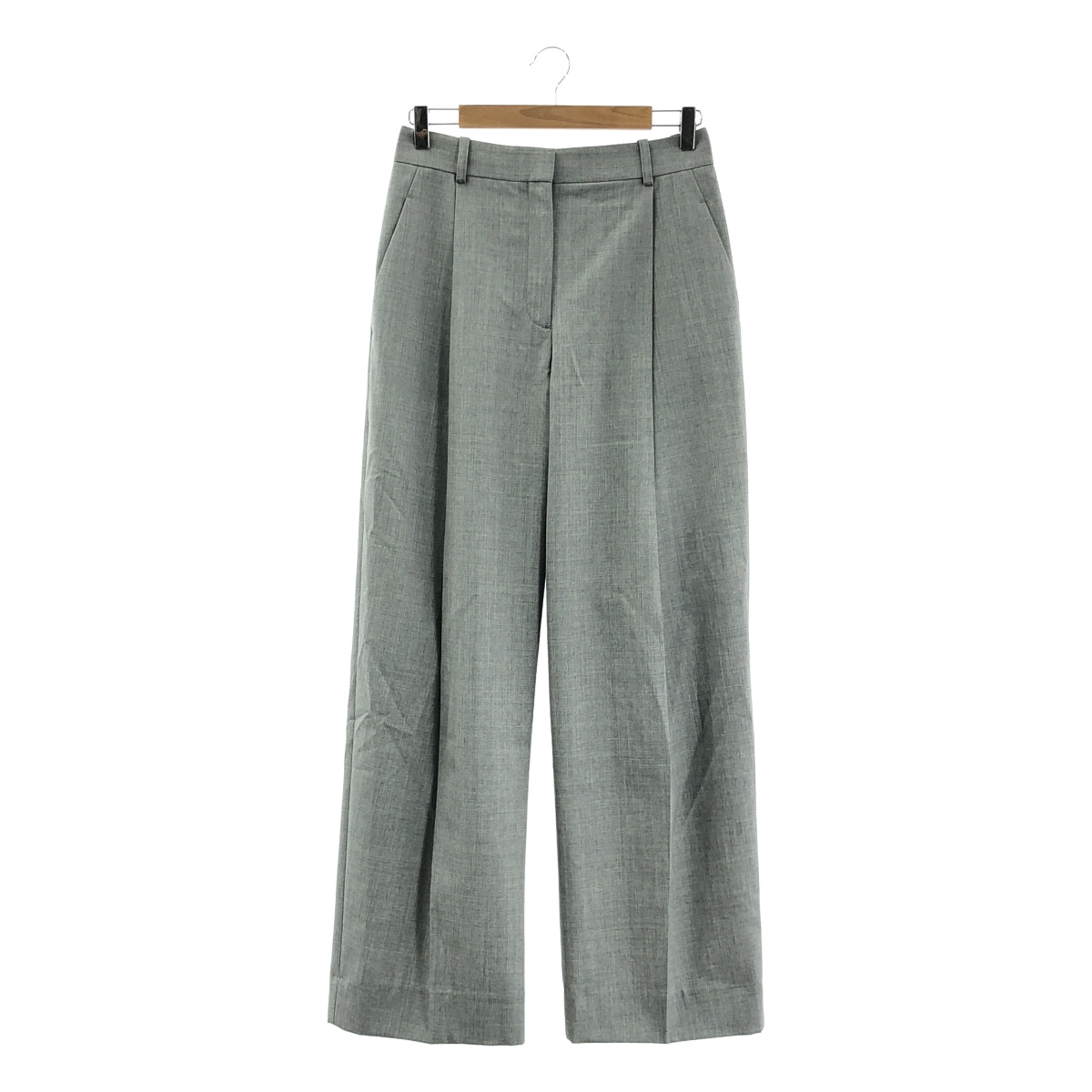 【美品】  VICTORIA BECKHAM / ヴィクトリアベッカム | タック ワイド スラックス パンツ | 8 | grey melange | レディース