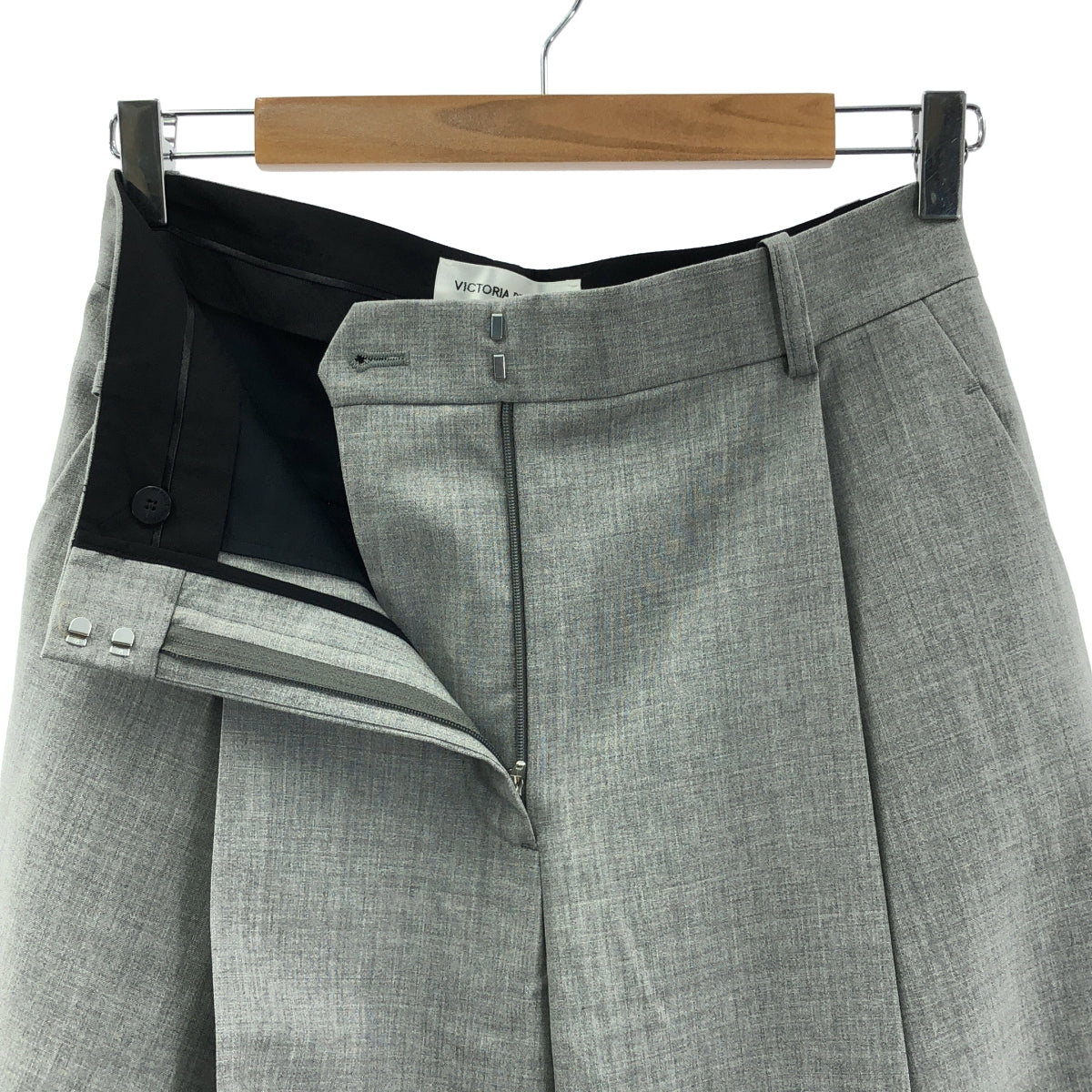 【美品】  VICTORIA BECKHAM / ヴィクトリアベッカム | タック ワイド スラックス パンツ | 8 | grey melange | レディース