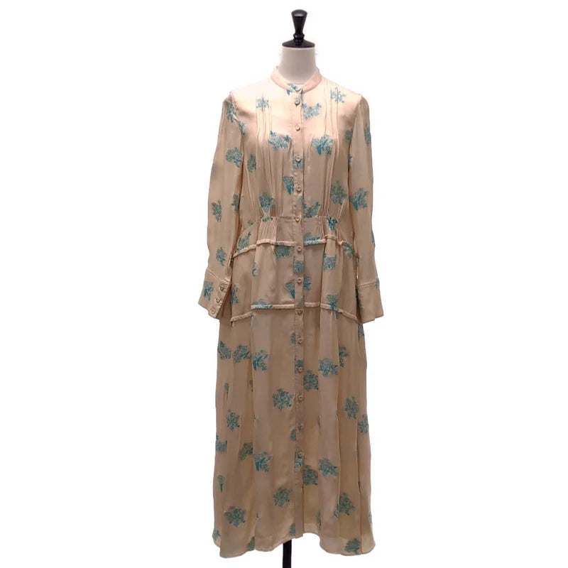 JIL SANDER / ジルサンダー | 2020SS | レーヨン フラワージャガード ピンタック ギャザー ワンピース | 32 | レディース