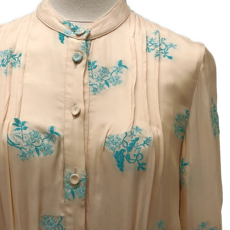 JIL SANDER / ジルサンダー | 2020SS | レーヨン フラワージャガード ピンタック ギャザー ワンピース | 32 | レディース