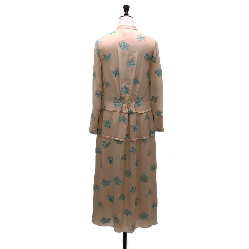 JIL SANDER / ジルサンダー | 2020SS | レーヨン フラワージャガード ピンタック ギャザー ワンピース | 32 | レディース