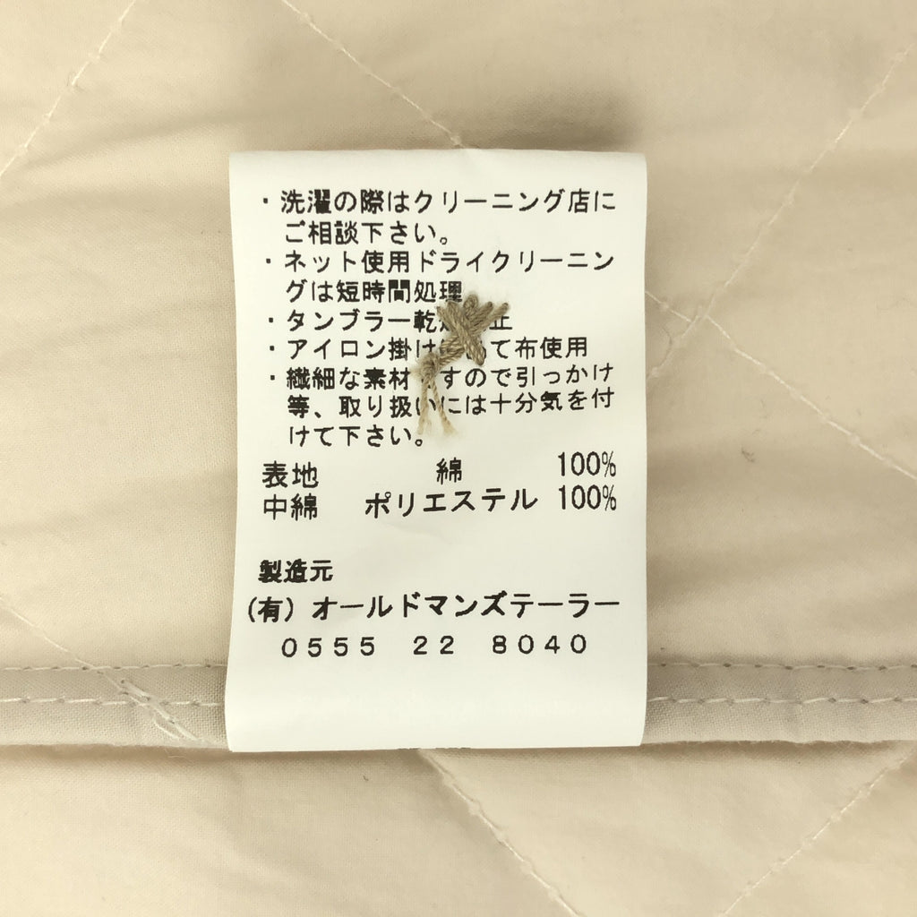 【新品】  R & D.M.Co- / オールドマンズテーラー | QUILTING DOUBLE BUTTON COAT キルティング ダブルボタン ノーカラーコート | S | Ivory / アイボリー | レディース