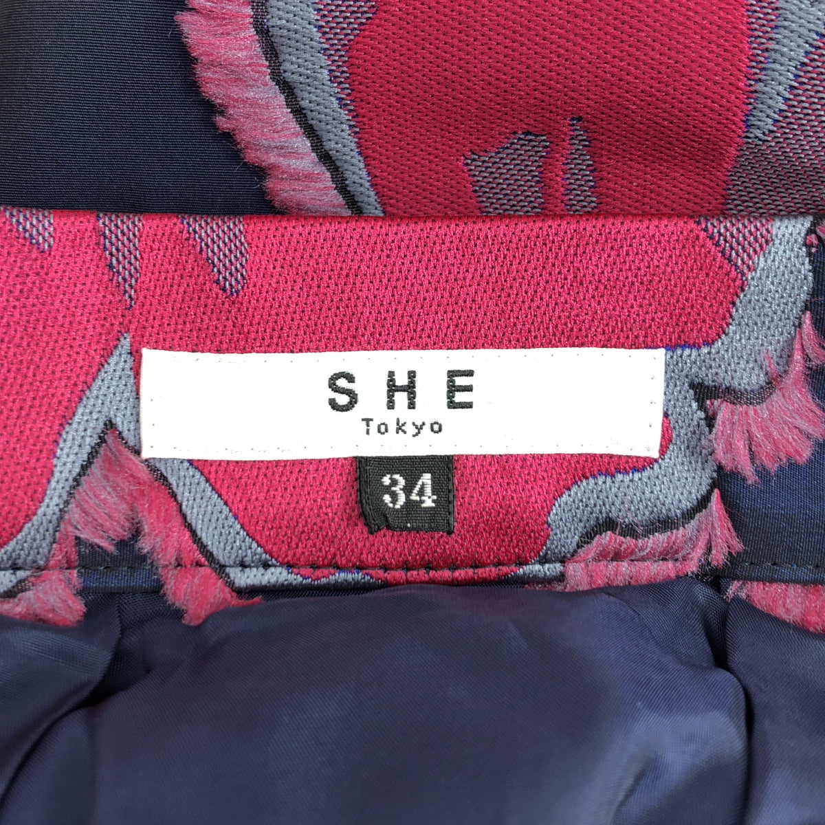 SHE Tokyo | Anna 大花提花長裙 | 34 碼 | 粉紅色/海軍藍 | 女款