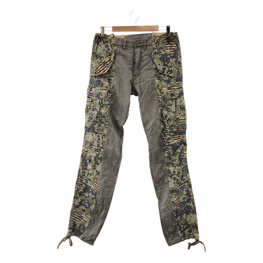 MIHARA YASUHIRO | Hickory camouflage mixed material cargo pants | S | Men's